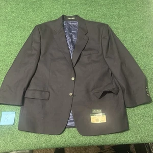 Ralph Ralph Lauren Blazer Jacket Mens 46R Navy Blue Classic Wool Canada Check - Picture 1 of 13