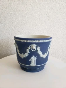 Rare Wedgwood Portland Blue Jasperware Planter Pot Jardinière c.1890s Еngland - Picture 1 of 17