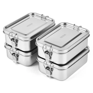 4 PCS Stainless Steel Bento Box 850ml, Metal Lunch Box Food Containers, Steel... - Picture 1 of 8