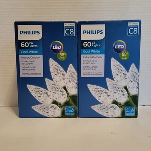 2 Boxes Philips 60 C6 Lights Indoor/Outdoor Cool White Green Wire - Picture 1 of 6