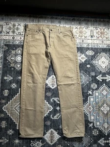 Levis 501 Jeans Mens 36x32 Tan Canvas Casual Khaki Button Fly Classic (38x32) - Picture 1 of 7