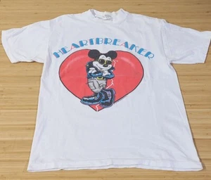 Vintage Mickey Mouse Heartbreakers T Shirt Size Medium White Single Stitch  - Picture 1 of 7