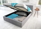 OTTOMAN STORAGE GAS LIFT UP DOUBLE KING SIZE FABRIC BED MEMORY FOAM MATTRESS