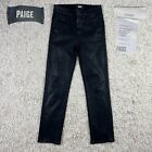 Paige Women’s Cindy Black Fog Luxe Coated Straight Leg High Rise Jeans 27