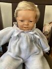 Vintage Cute Berjusa 22" Doll . Blonde Hair Blue Eyed Baby Boy Cloth Body