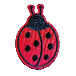 Ladybird Iron On Patch Red Black Insect Motif Embroidered 7 x 4.7cm P064 - Picture 1 of 3