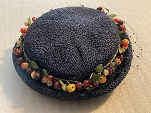 Vintage Hat With Netting & Fruit w/Ribbon 1950s JAN LESLIE Custom Design - Picture 1 of 5
