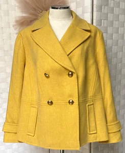 NWOT Talbots Wool Button Canary Yellow Lined Collar Tweed Blazer Jacket 20 wp - Picture 1 of 15