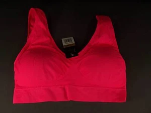 Pink Seamless Padded Bra No Wires soft stretch removable pads nylon spandex - Picture 1 of 5