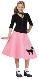 Girls Child POODLE SKIRT 50's Skirt with Sequined Poodle and Leash - Picture 1 of 1