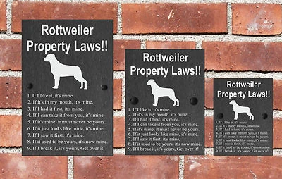 Property Laws Funny Dog Slate Gate House Sign  3 Sizes ALL BREEDS AVAILABLE M-Y - Image 1 of 3