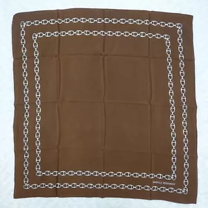 MANOLO BORROMEO Brown Silk Scarf Scarves 30" X 31" O513 - Picture 1 of 14