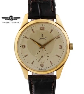 Vintage Eberhard & Co Jumbo 18k Yellow Gold 38mm White Dial Manual Wind Watch - Picture 1 of 6