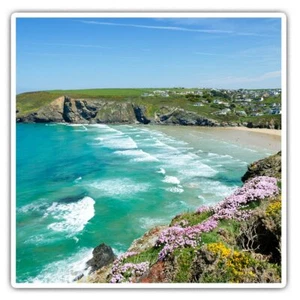 2 x Square Stickers 10 cm - Mawgan Porth Corwall Beach #45691 - Afbeelding 1 van 9