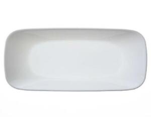 Corelle PURE WHITE Square APPETIZER TRAY Platter Oblong Fish Plate 10 5/8" x 5"