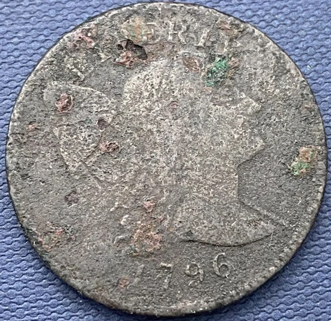 1796 Flowing Hair Large Cent 1c Better Grade VF Details #42821 Cover