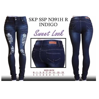 WAIST 34 INCHES SIZE 15 SKINNY JEANS STRETCH DENIM DARK BLUE 15-3 N391H SZ15 - Image 1 of 4