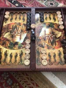 Juego de backgammon hecho a mano nuevo siro el gran bonito juego antiguo تخته نرد madera - Imagen 1 de 8