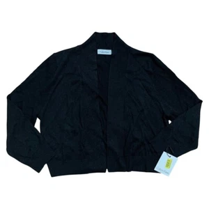 NEU CALVIN KLEIN Damen Cropped Cardigan ohne Verschluss Pullover Oberteil schwarz Gr. Large - Bild 1 von 3