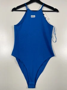 BNWT Zara Womens Sleeveless Tank Bodysuit Swimsuit One Piece Blue Sz Medium - Picture 1 of 14