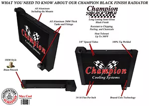 ER Champion 3 Row Black Finish Radiator for 1961 1962 Chevrolet Corvette V8 Eng - Picture 1 of 7