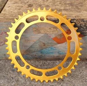 Vintage Takagi Chainring 44T 130 BCD Gold Old School BMX GT Hutch Mongoose 1980s - Picture 1 of 5