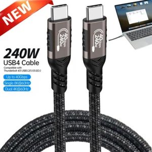 Thunderbolt 4 USB C Cable Charger Data 40Gbps PD 240W Single 8K/Dual 4K Display - Picture 1 of 13