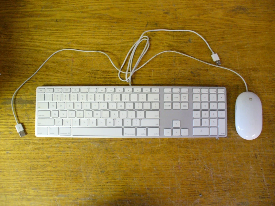Apple White Aluminum USB Wired Keyboard Mighty Mouse iMAC G4 G5 eMAC A1152 A1243 - Image 1 of 1