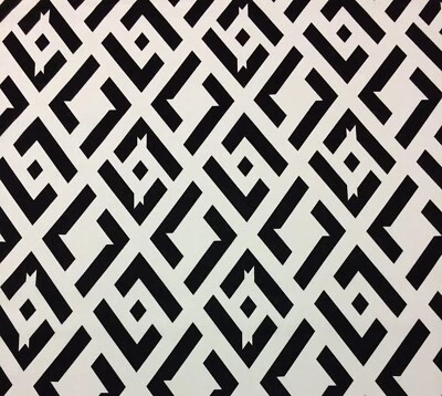 KRAVET CHINA CLUB NERO BLACK MODERN GEOMETRIC 100% LINEN FABRIC BY YARD 54"W - Image 1 of 4