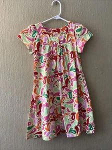 Hanna Andersson Girls Floral Hippie Retro Dress Size 6 (120 CM) Yellow Pink - Picture 1 of 7
