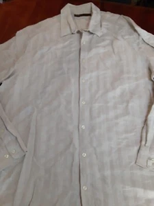 Perry Ellis Linen Blend Long Sleeve Button Down Shirt Men's 2XL TALL BEIGE - Picture 1 of 9