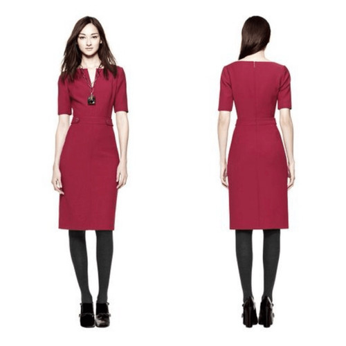 TORY BURCH abito tubino donna rosso manica corta Lydia cocktail taglia 6