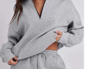EFAN Oversized Sweatshirt Womens S 1/4 Zip Boxy Blogger Favorite Gray - Picture 1 of 8
