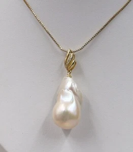 South Sea Pearl Bi-color Baroque 15x25 mm Maluku Indonesia undrilled pendant - Picture 1 of 6
