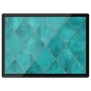 Quickmat Plastic Placemat A3 - Teal Blue Geometric Tiles  #2527 - Picture 1 of 8