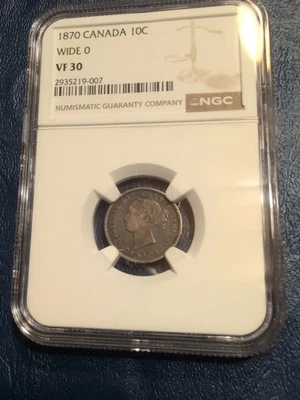 1870 Canada 10 Cent Wide O Vf30 Ngc - Image 1 of 3