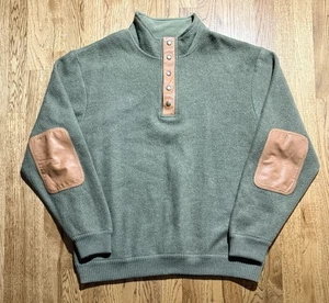 Orvis Sweater Men’s XL Green 100% Wool Henley Pullover Snaps Warm Hunting - Picture 1 of 11
