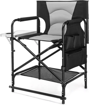 Стул для кемпинга 22 дюйма складной, приставной столик, сумка, алюминиевая рама, нагрузка 300 фунтов - Изображение 1 из 4