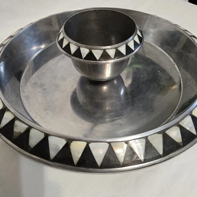 Bandeja de aperitivos grande para plateros de 13 pulgadas con inserciones de madreperla Foto 1 de 4