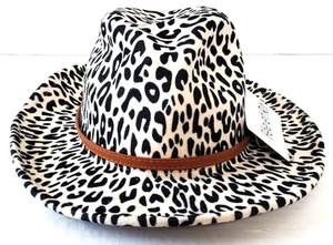 NEW WITH TAG ~ FEE IT RIT ~ BEIGE LEOPARD FEDORA WOMEN'S HAT ~ ONE SIZE - Picture 1 of 12