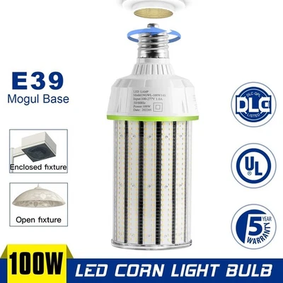 100 Watt LED Corn Light E39 Mogul Base Commercial High Bay COB Shop Lamp 13500LM - Image 1 of 4