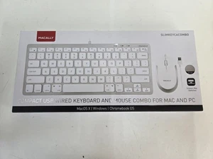 New Macally Compact USB Wired Keyboard and Mouse Combo for Mac and PC - Picture 1 of 7