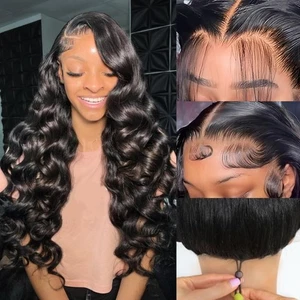 30 Inch 13x6 Body Wave Lace Front Wigs Human Hair 200 Density HD Transparent ... - Bild 1 von 7