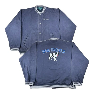 Vintage Big Dogs Embroidered Varsity Bomber Jacket Sz Medium Snap Button - Image 1 of 4