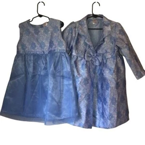 Blue Floral Dress and Coat Set, Tulle Skirt, 6 - Picture 1 of 7