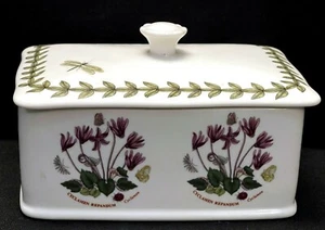 Portmeirion Botanic Garden Trinket Box Rectangular Cyclamen Dragonfly Pansy - Picture 1 of 5