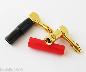 12pcs L Shape Right Angle Banana Plug Audio Speaker Cable Connector Screw Type - Picture 1 of 5