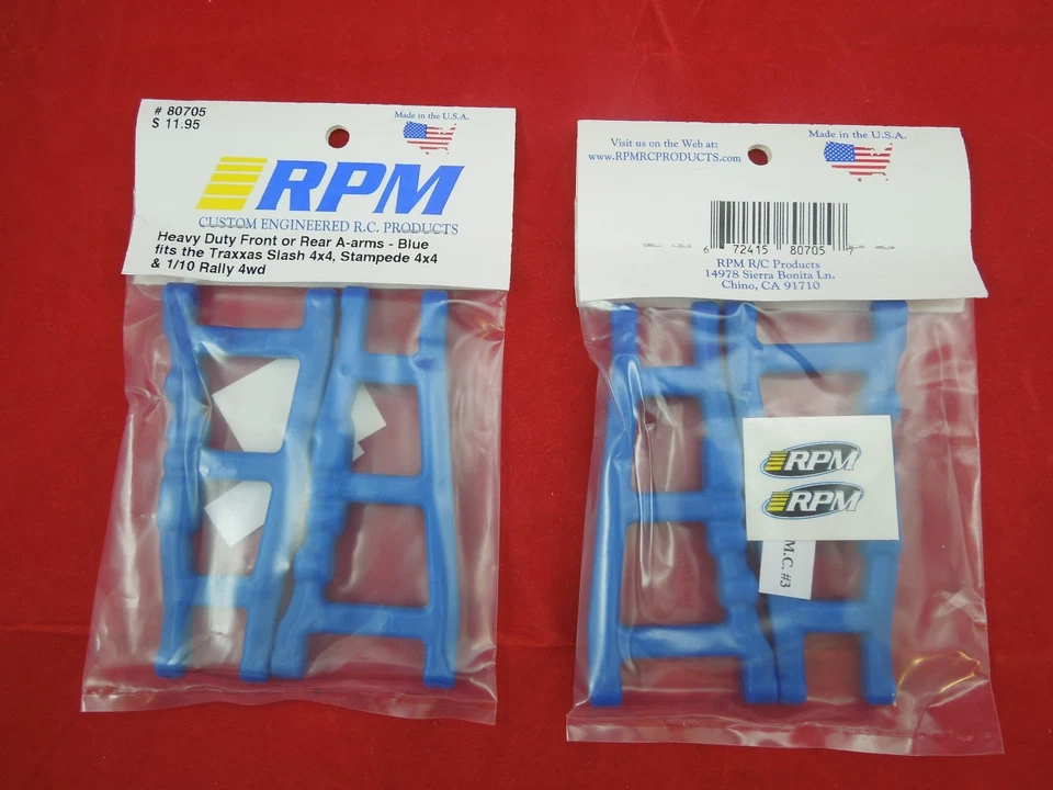 RPM TRAXXAS SLASH STAMPEDE RUSTLER 4X4 BLUE Front + Rear SUSPENSION A-ARMS VXL - Image 1 of 1