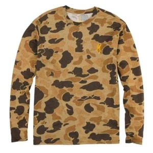 Browning Wasatch Long Sleeve T Shirt Vintage Tan Camo S Hunting Apparel - Picture 1 of 2