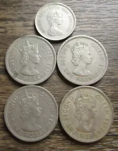 Lote de 5 monedas de 1 dólar HONG KONG de la reina Isabel la segunda moneda extranjera - Imagen 1 de 2